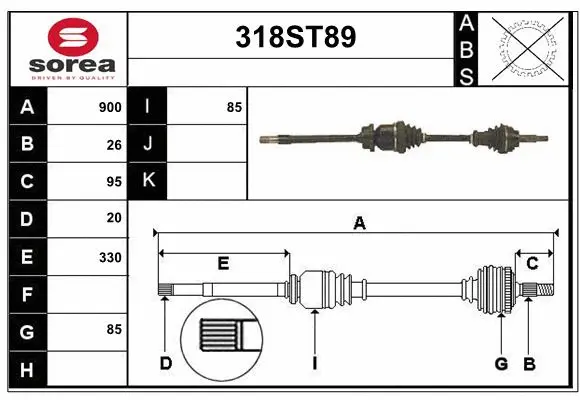 Arbre de transmission STARTCAR 318ST89