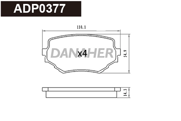 Kit de plaquettes de frein, frein à disque DANAHER ADP0377
