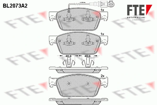 Kit de plaquettes de frein, frein à disque FTE 9010657