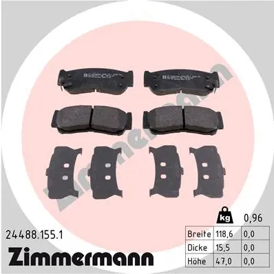 Kit de plaquettes de frein, frein à disque ZIMMERMANN 24488.155.1