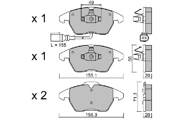 Kit de plaquettes de frein, frein à disque AISIN BPVW-1022