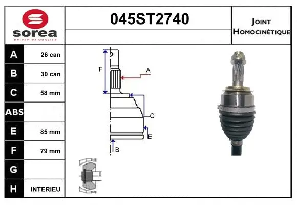Jeu de joints, arbre de transmission STARTCAR 045ST2740