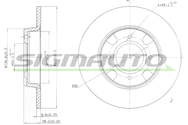 Disque de frein SIGMAUTO DBA538S