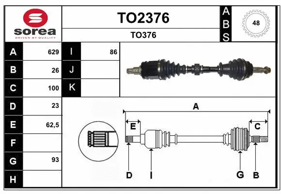 Arbre de transmission SNRA TO2376
