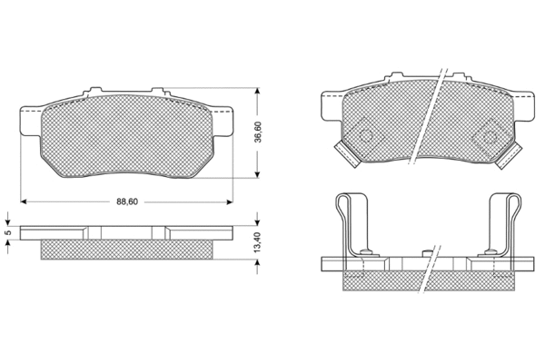 Kit de plaquettes de frein, frein à disque PROCODIS FRANCE PF1099