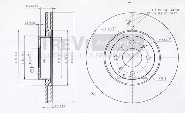 Disque de frein TREVI AUTOMOTIVE BD1198