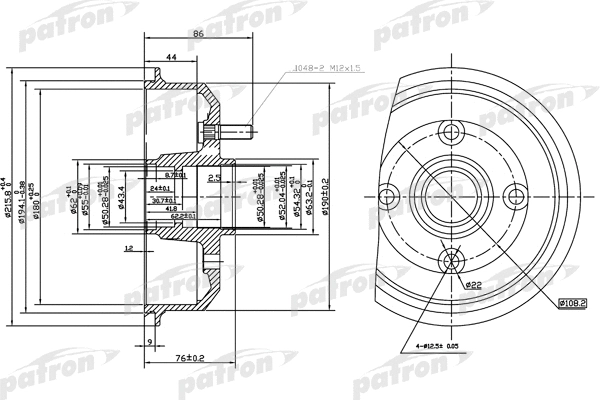 Tambour de frein PATRON PDR1059