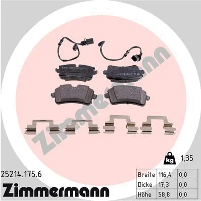 Kit de plaquettes de frein, frein à disque ZIMMERMANN 25214.175.6