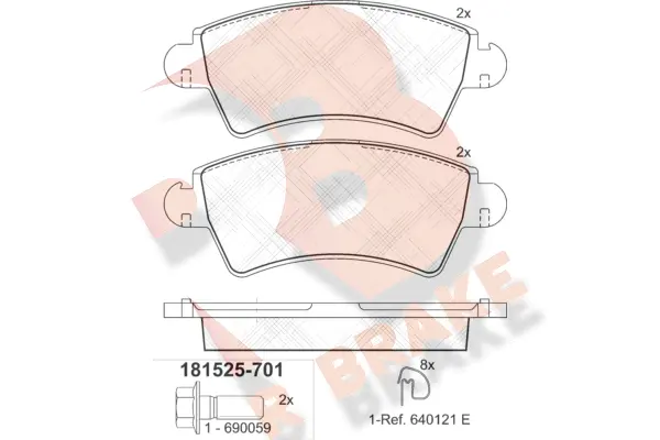 Kit de plaquettes de frein, frein à disque R BRAKE RB1525-701