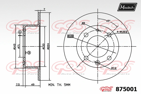 Disque de frein MAXTECH 875001
