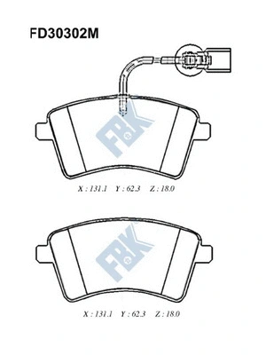 Kit de plaquettes de frein, frein à disque FBK FD30302M