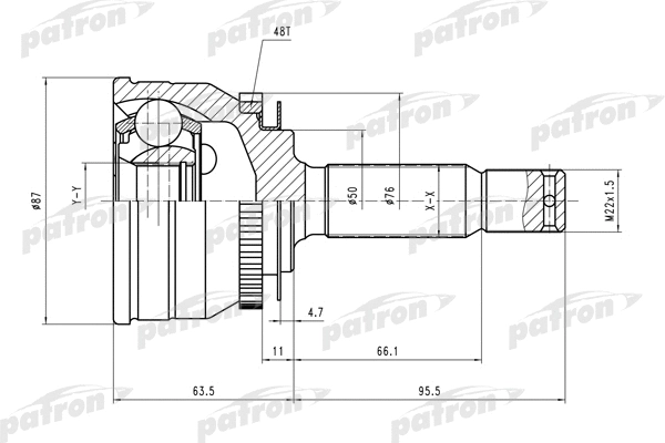 Jeu de joints, arbre de transmission PATRON PCV1607