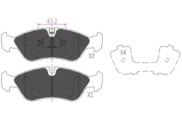Kit de plaquettes de frein, frein à disque KAVO PARTS KBP-1004