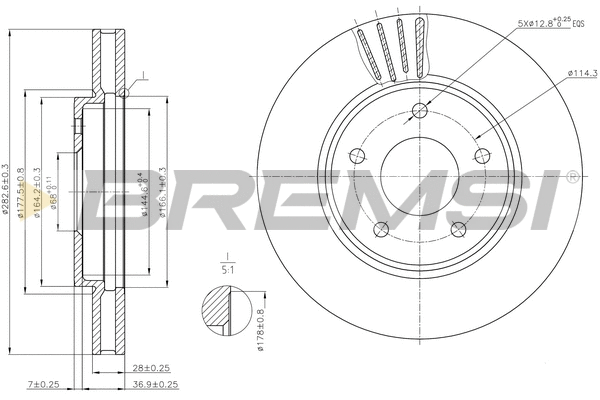 Disque de frein BREMSI CD8040V