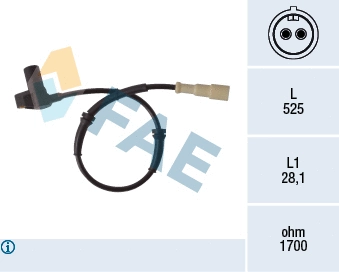 Capteur, vitesse de roue FAE 78121