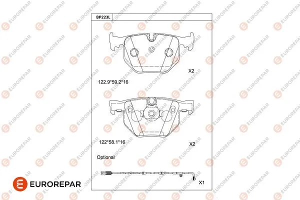 Kit de plaquettes de frein, frein à disque EUROREPAR 1681263780
