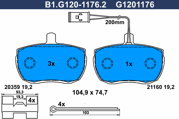 Kit de plaquettes de frein, frein à disque GALFER B1.G120-1176.2