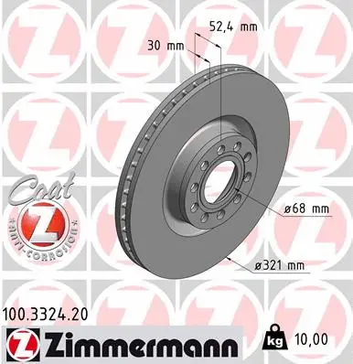 Disque de frein ZIMMERMANN 100.3324.20