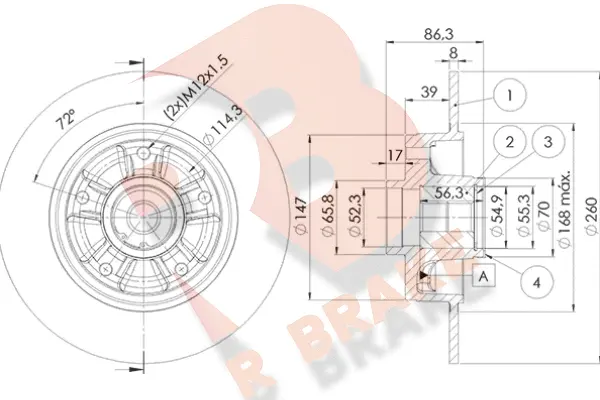 Disque de frein R BRAKE 78RBD14023