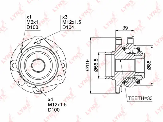 Kit de roulements de roue LYNXAUTO WH-1069