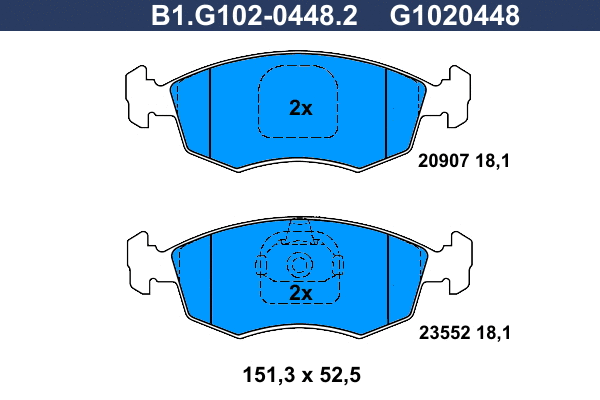Kit de plaquettes de frein, frein à disque GALFER B1.G102-0448.2