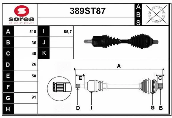 Arbre de transmission STARTCAR 389ST87