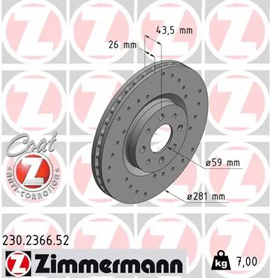Disque de frein ZIMMERMANN 230.2366.52