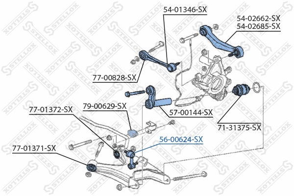 Entretoise/tige, stabilisateur STELLOX 56-00624-SX