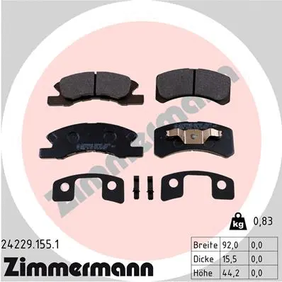 Kit de plaquettes de frein, frein à disque ZIMMERMANN 24229.155.1