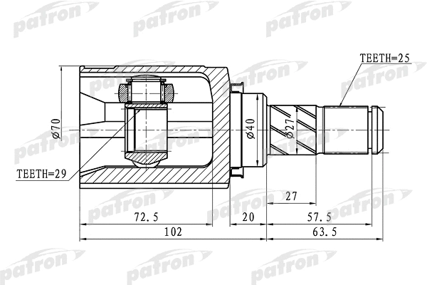 Jeu de joints, arbre de transmission PATRON PCV1421