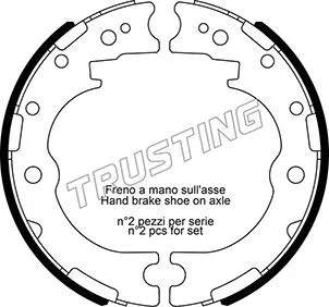 Jeu de mâchoires de frein, frein de stationnement TRUSTING 115.332