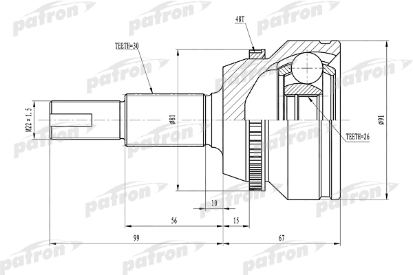 Jeu de joints, arbre de transmission PATRON PCV1433