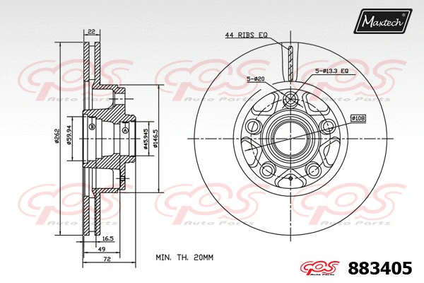 Disque de frein MAXTECH 883405