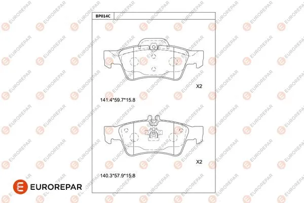 Kit de plaquettes de frein, frein à disque EUROREPAR 1681222980