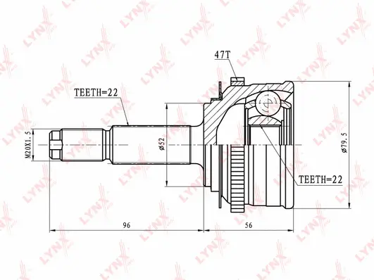 Jeu de joints, arbre de transmission LYNXAUTO CO-1802A