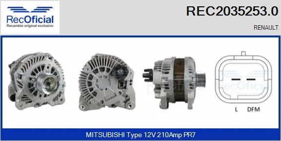 Alternateur RECOFICIAL REC2035253.0