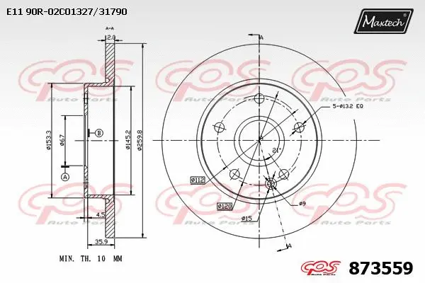 Disque de frein MAXTECH 873559