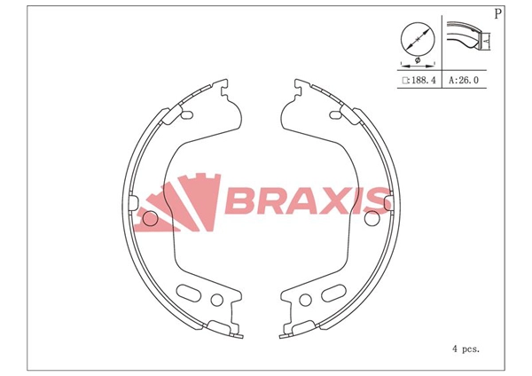 Jeu de mâchoires de frein, frein de stationnement BRAXIS AC0214