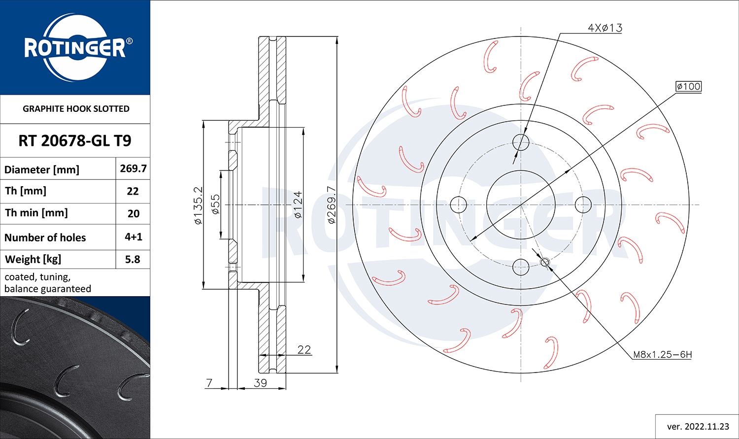 Disque de frein ROTINGER RT 20678-GL T9
