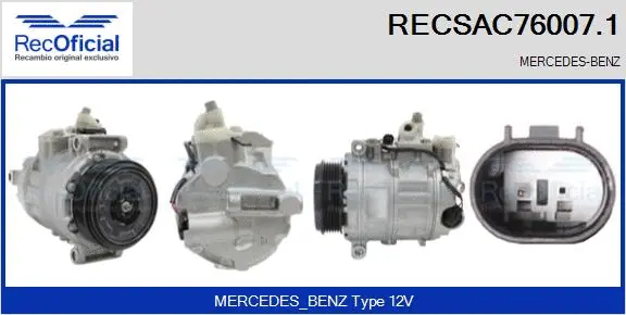 Compresseur, climatisation RECOFICIAL RECSAC76007.1