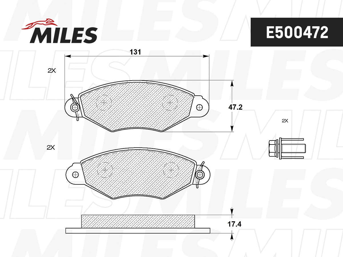 Kit de plaquettes de frein, frein à disque MILES E400472