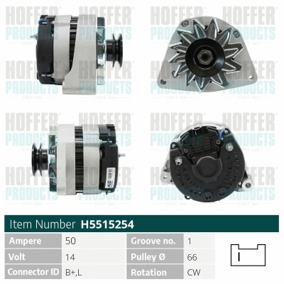 Alternateur HOFFER H5515254