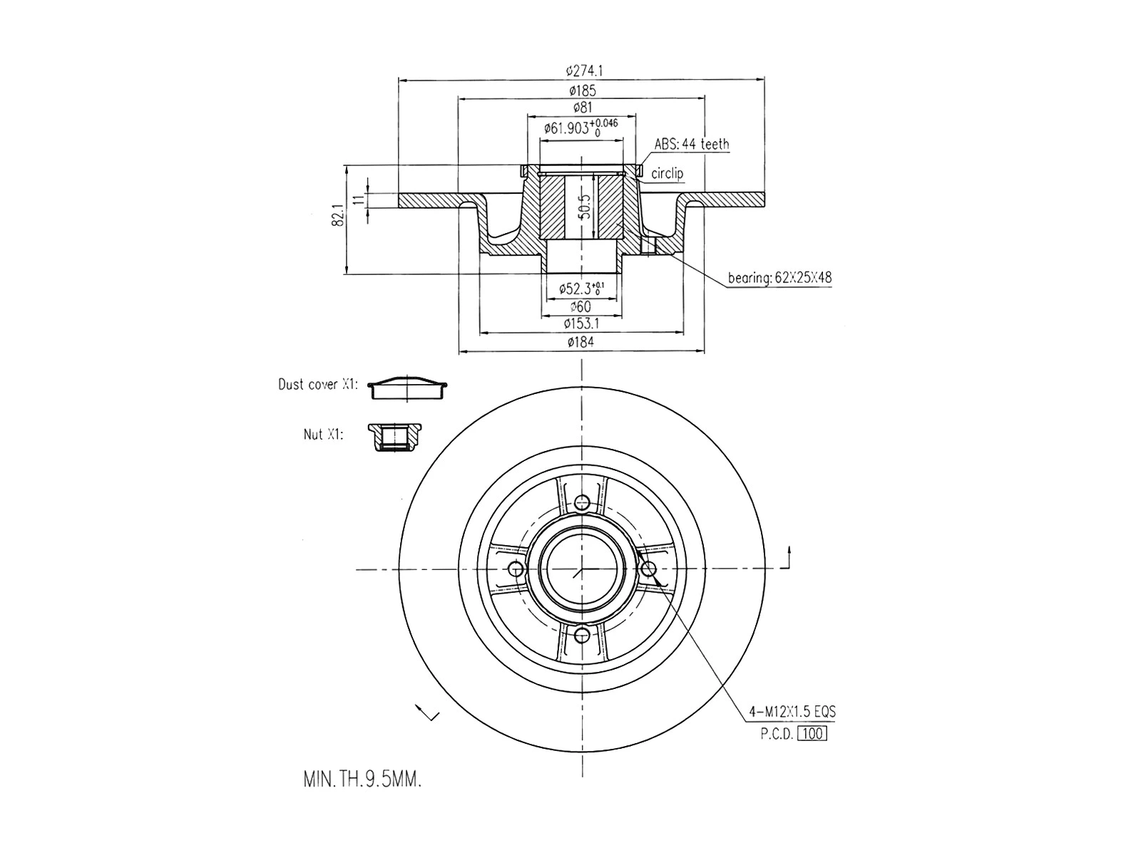 Disque de frein A.Z. Meisterteile AZMT-44-024-1328