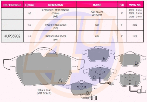 Kit de plaquettes de frein, frein à disque 4u 4UP35902