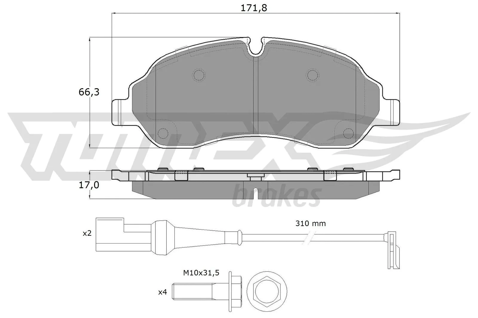 Kit de plaquettes de frein, frein à disque TOMEX Brakes TX 18-04