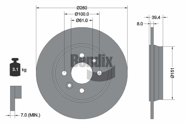 Disque de frein BENDIX Braking BDS2341