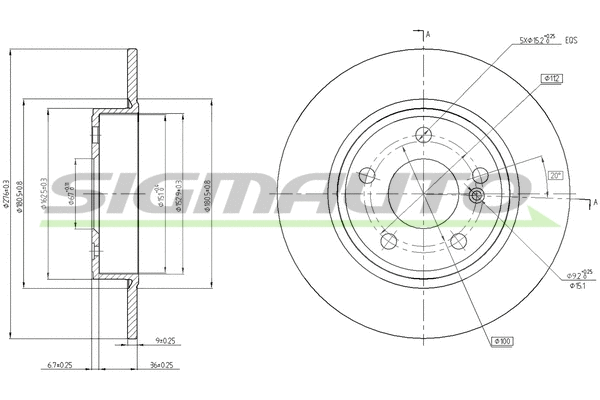 Disque de frein SIGMAUTO DBC335S