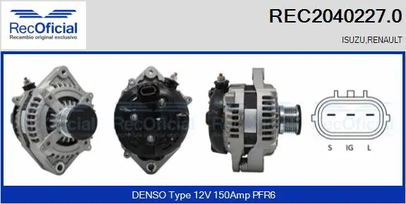 Alternateur RECOFICIAL REC2040227.0