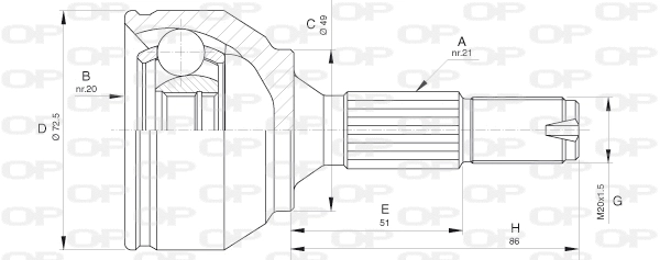 Jeu de joints, arbre de transmission OPEN PARTS CVJ5622.10