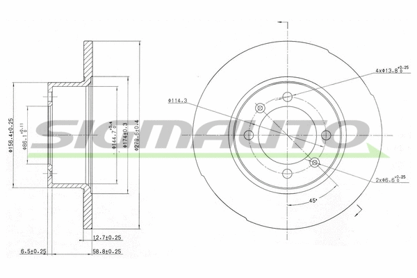 Disque de frein SIGMAUTO DBA056S